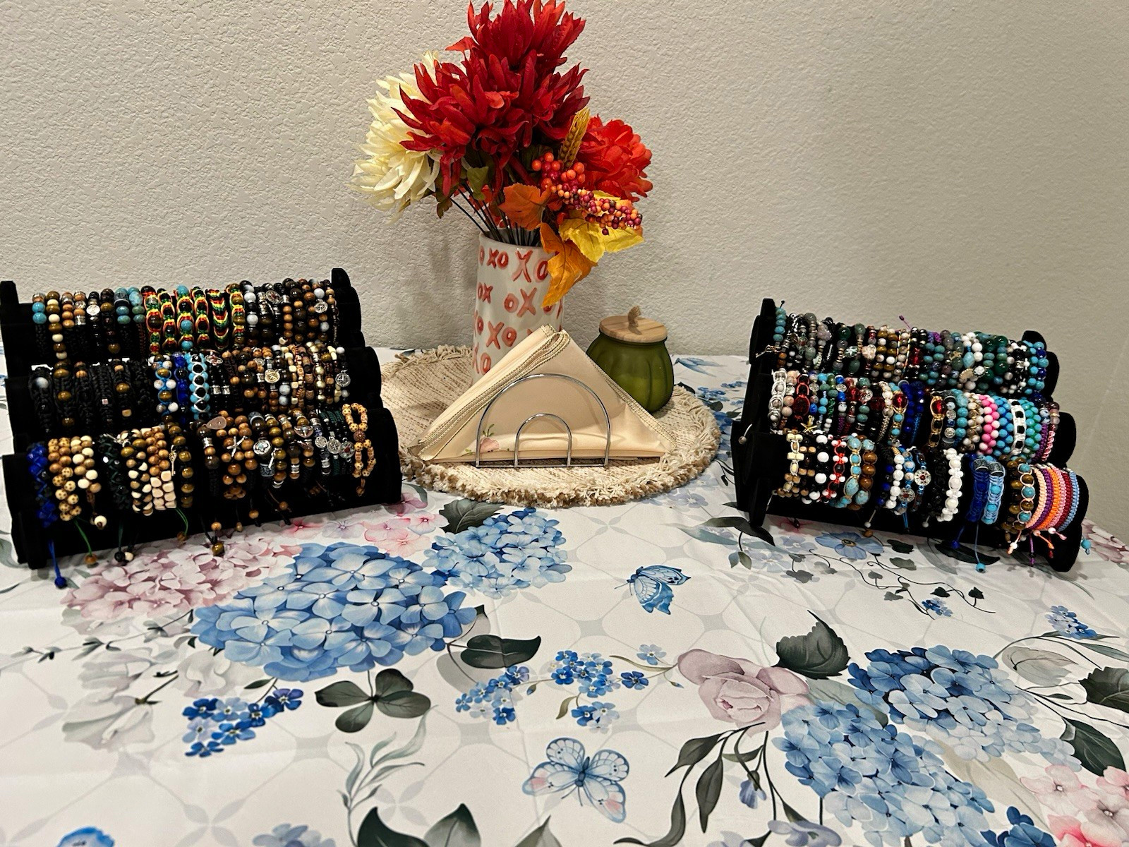 Handmade Lot Beaded Stone Bracelets Adjustable Drawstring Dangle Charms