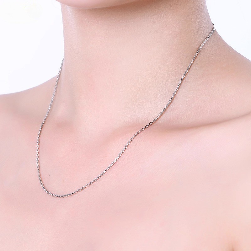 Pure Platinum 950 Chain Women Lucky 1mm-1.5mm O Link Necklace 17-24inch