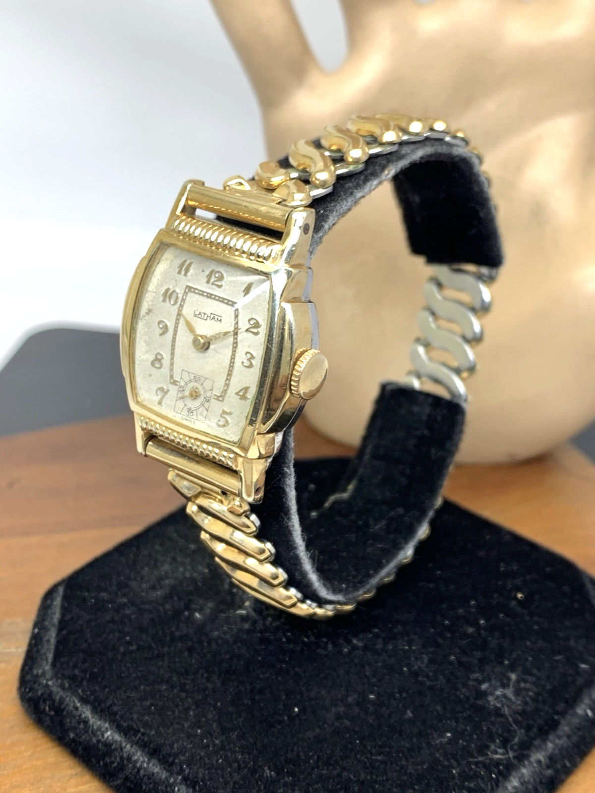 Latham Watch Art Deco Swiss Manual Silver Dial Gold Stainless Steel Tank 27mm