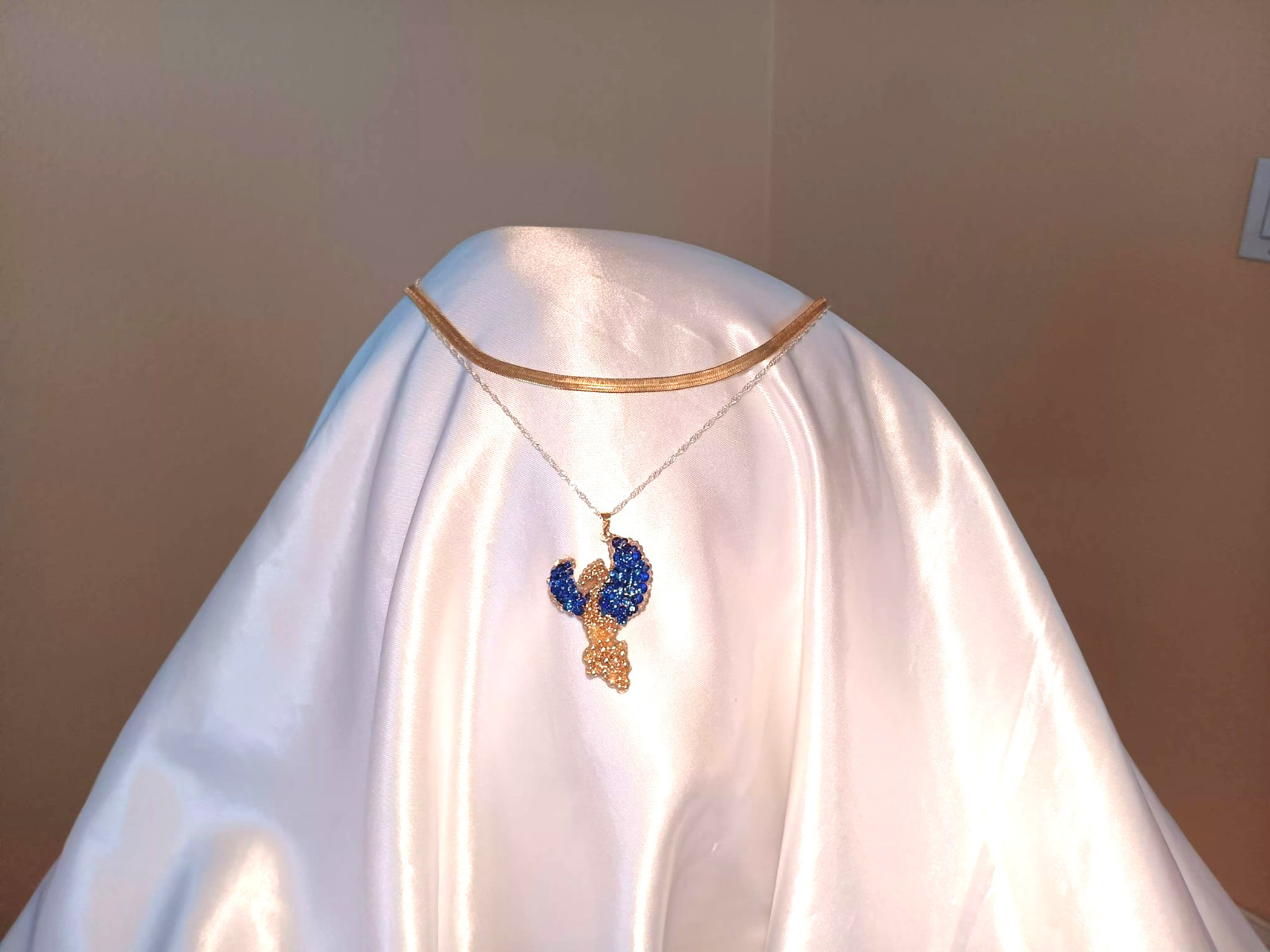 Royal Blue Frost Phoenix Necklace Handmade Phoenix Jewelry Gift