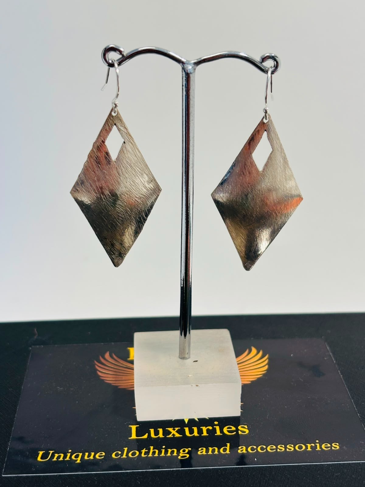 925 Silver 42x22mm Kite Drop Earrings Hook Settings Hand Made In UK HMJ099