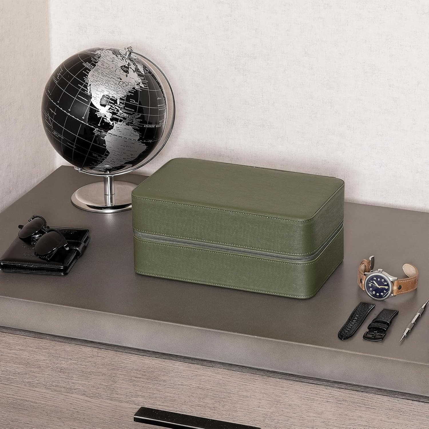 8 Watch Travel Case Storage Organizer for 8 Watches, Sunglasses, Rings & Cufflin