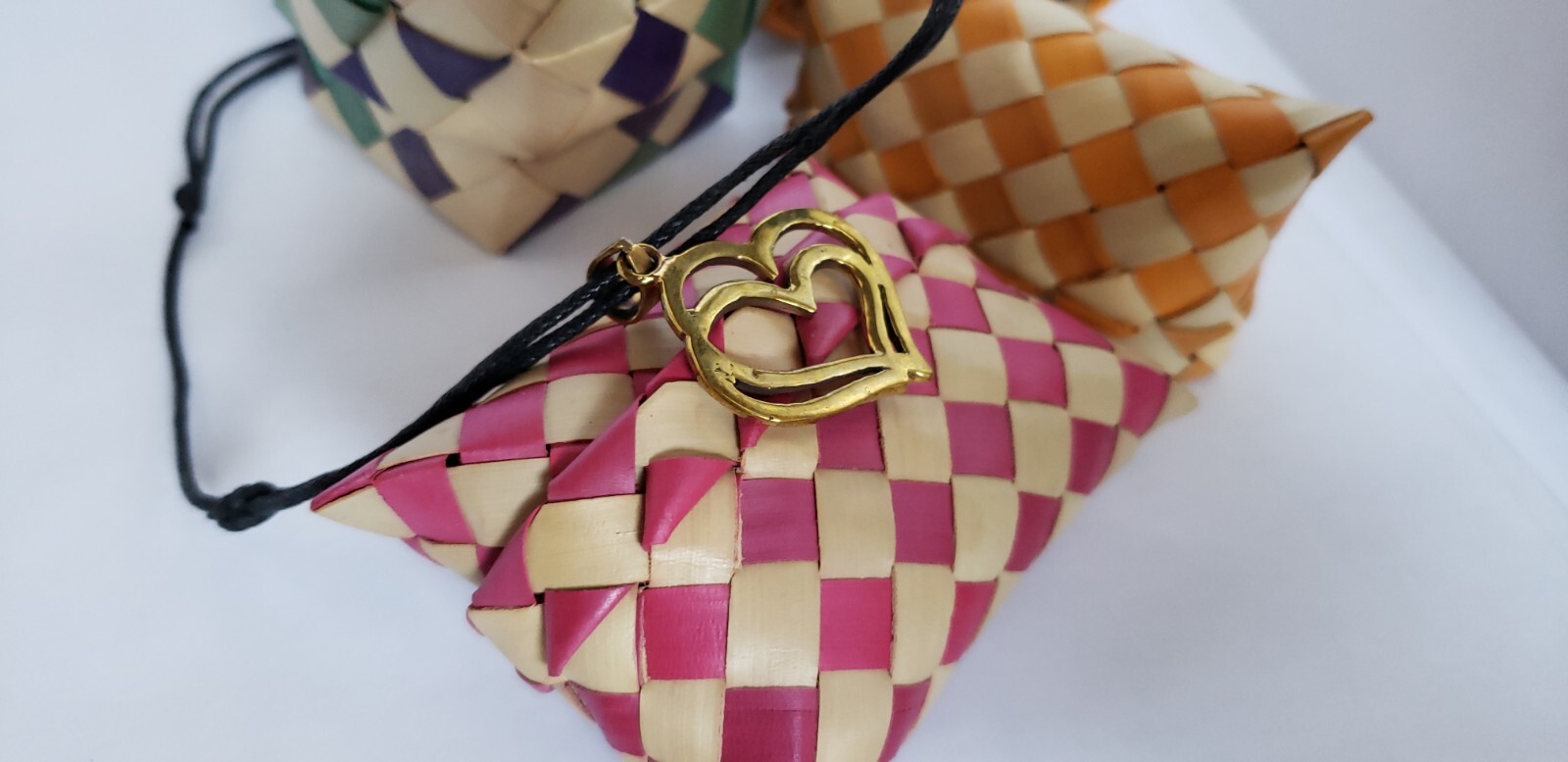 Handmade Southeast Asia Cambodia Intertwined Hearts pendant necklace jewelry