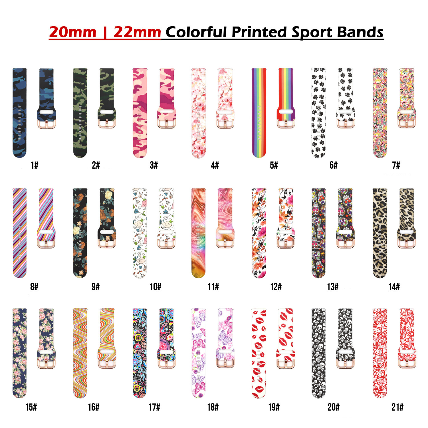For Samsung Galaxy Watch 3 4 5 Active2 40/44/42/46mm S3 Painted Sport Band Strap