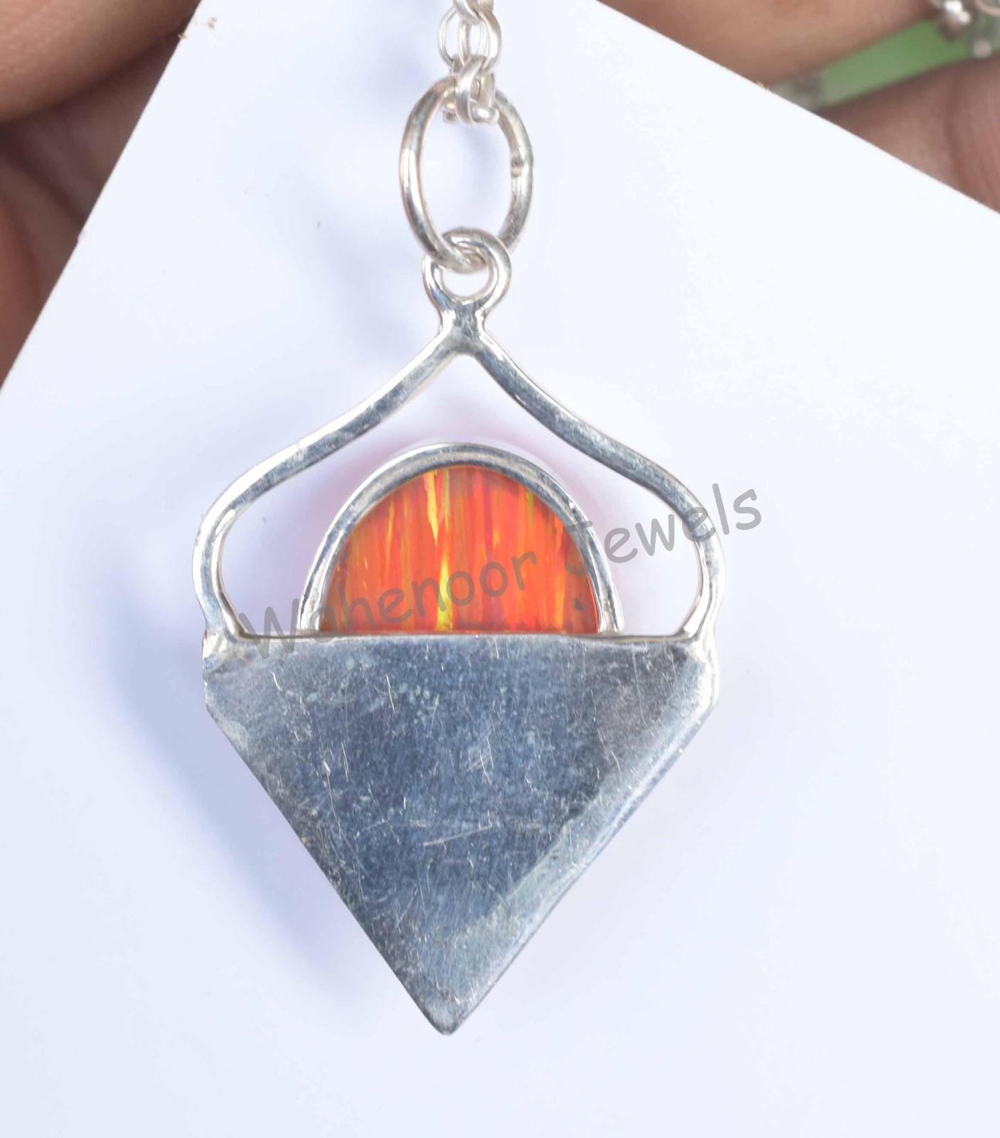 22.65 Ct Orange Fire Opal 925 Sterling Silver Handmade Pendant For Her