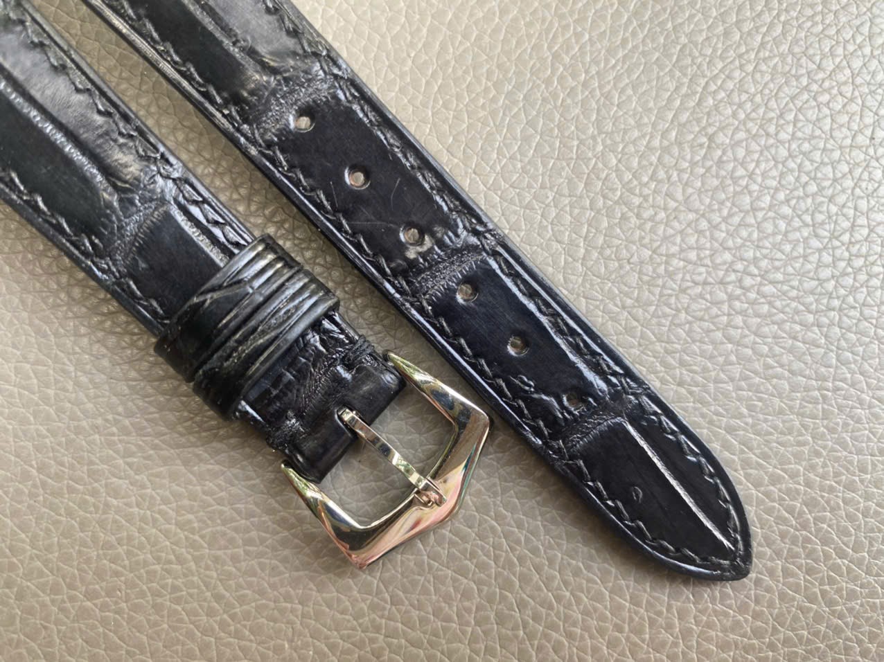 Custom Open Ended black Genuine Leather Watch Strap size12 13 14 15 16 17 18..26