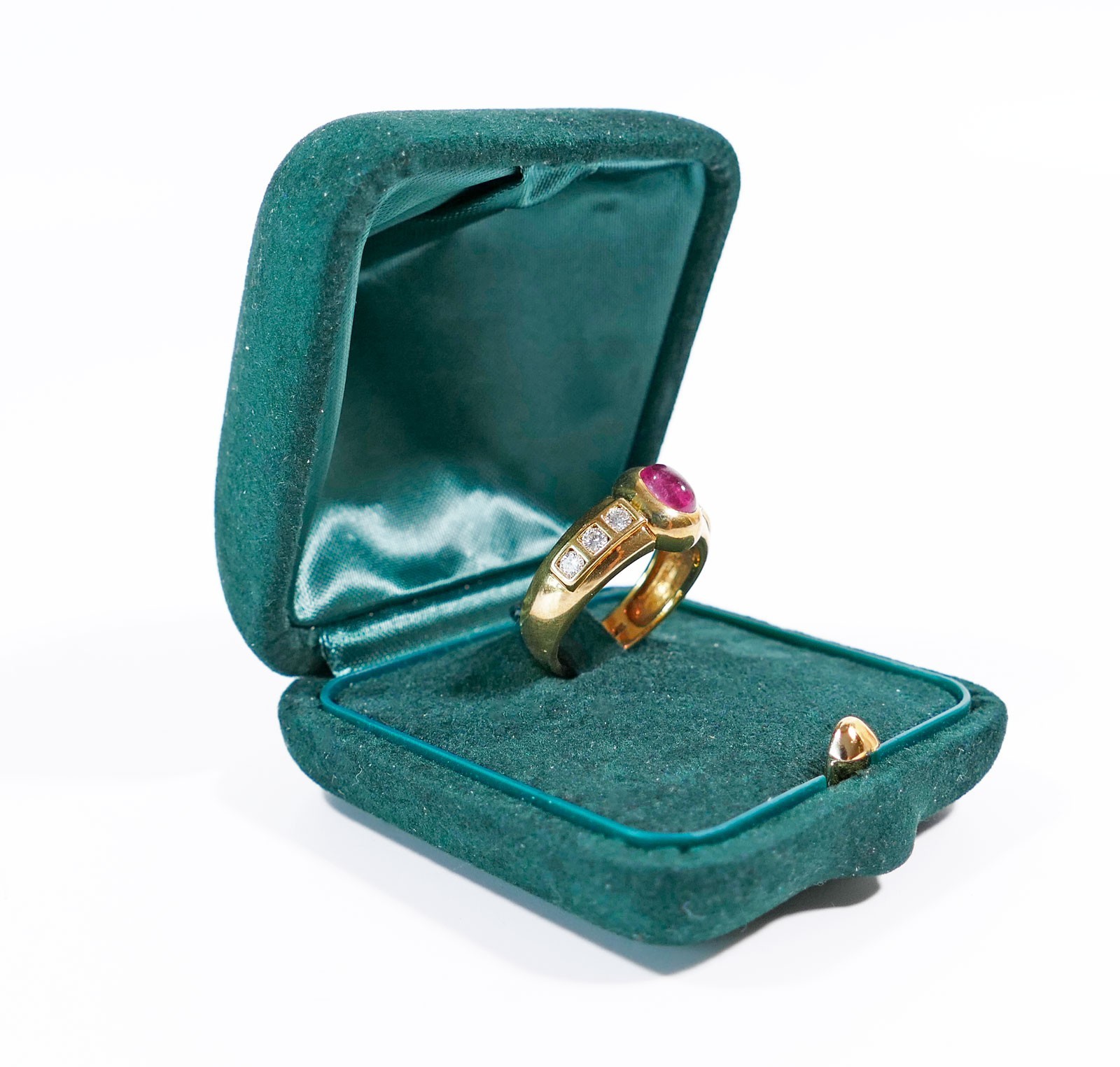 Ring 750 gold tourmaline approx. 0.65 ct, brilliant diamonds approx. 0.35 ct RW 56 GG hallmarked