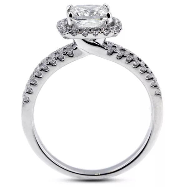 18K White Gold Engagement Ring Halo 1.60 Carat Princess Lab-Grown Diamond E SI1