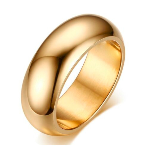 Unisex Silver Gold Rose Gold Blue Black Stainless Steel Dome Ring & Band 7mm