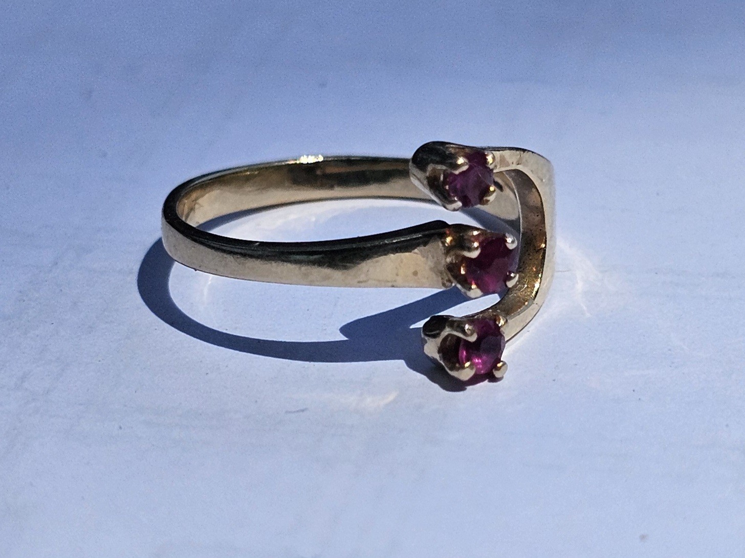 14k Solid Yellow Gold Red Spinel Bypass Gemstone Ring Adjustable 6.25 Size 2.29g