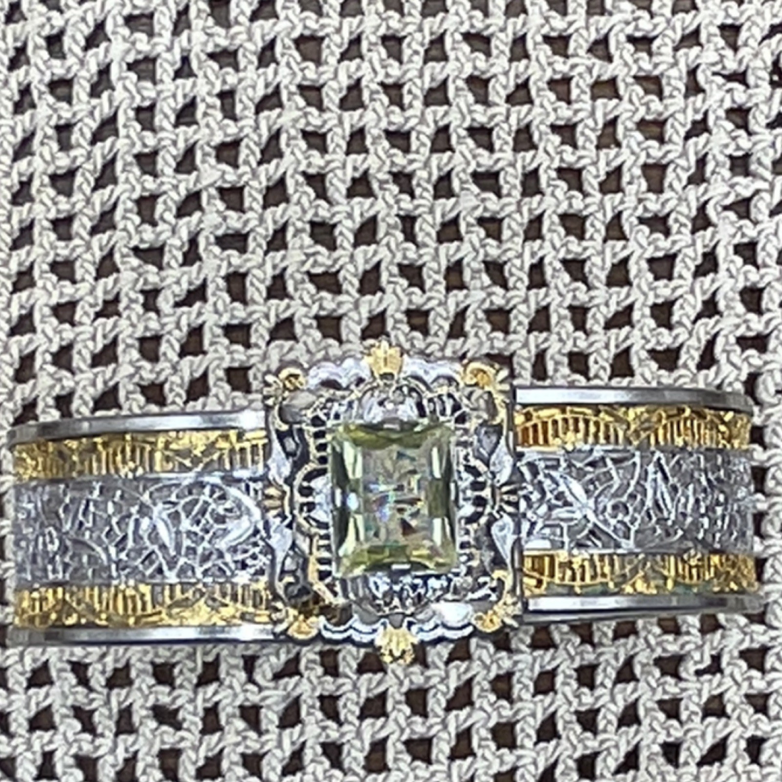 VINTAGE JJ WHITE EDWARD WEED GOLD TONE & SILVER TONE FILIGREE HINGED BRACELET
