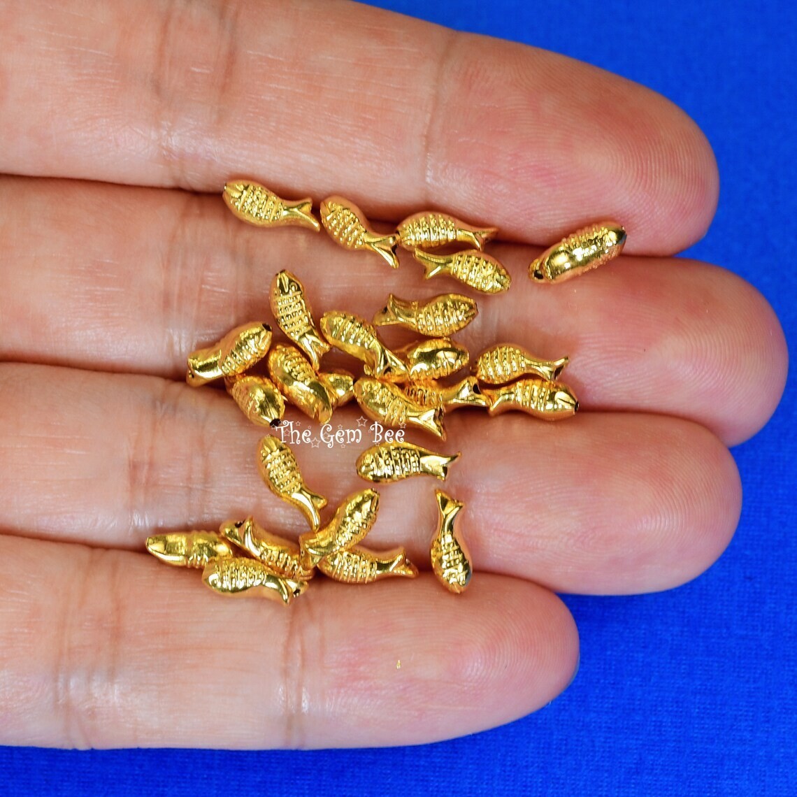 3.2x8mm 18k Yellow Gold Fancy Petite Koi Fish Design Spacer Finding Bead QTY: 1
