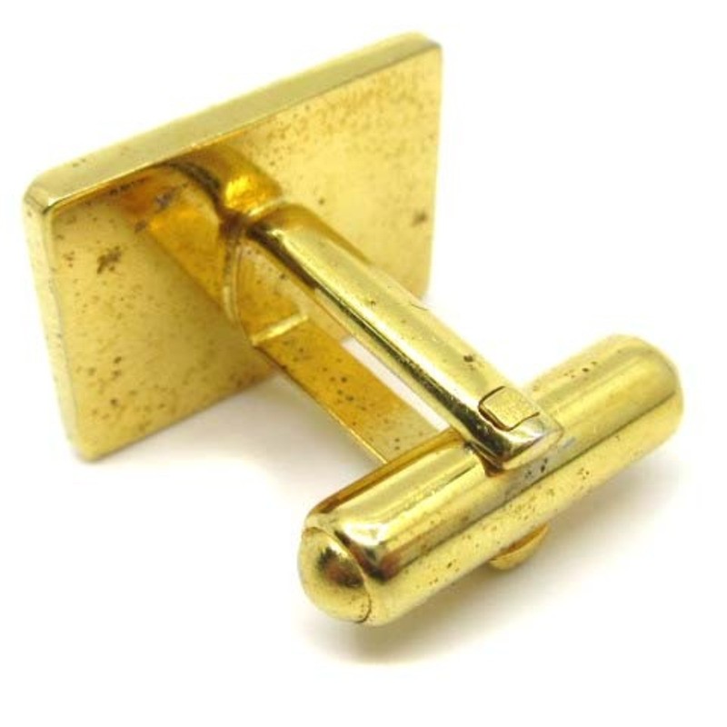 HERMES H Logo Square Cufflinks Gold Vintage Mens Luxury French Jewelry