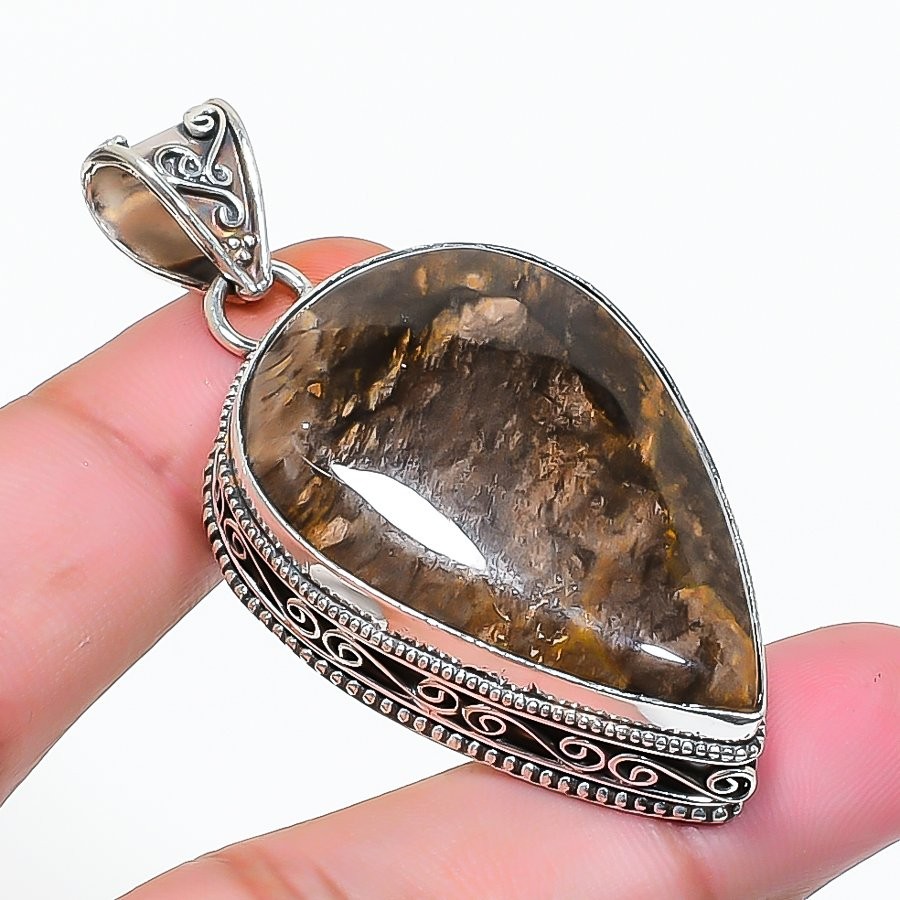Peanut Wood Jasper Pear Shape Gemstone Gift Vintage Jewelry Pendant 2.4″ SR 3610