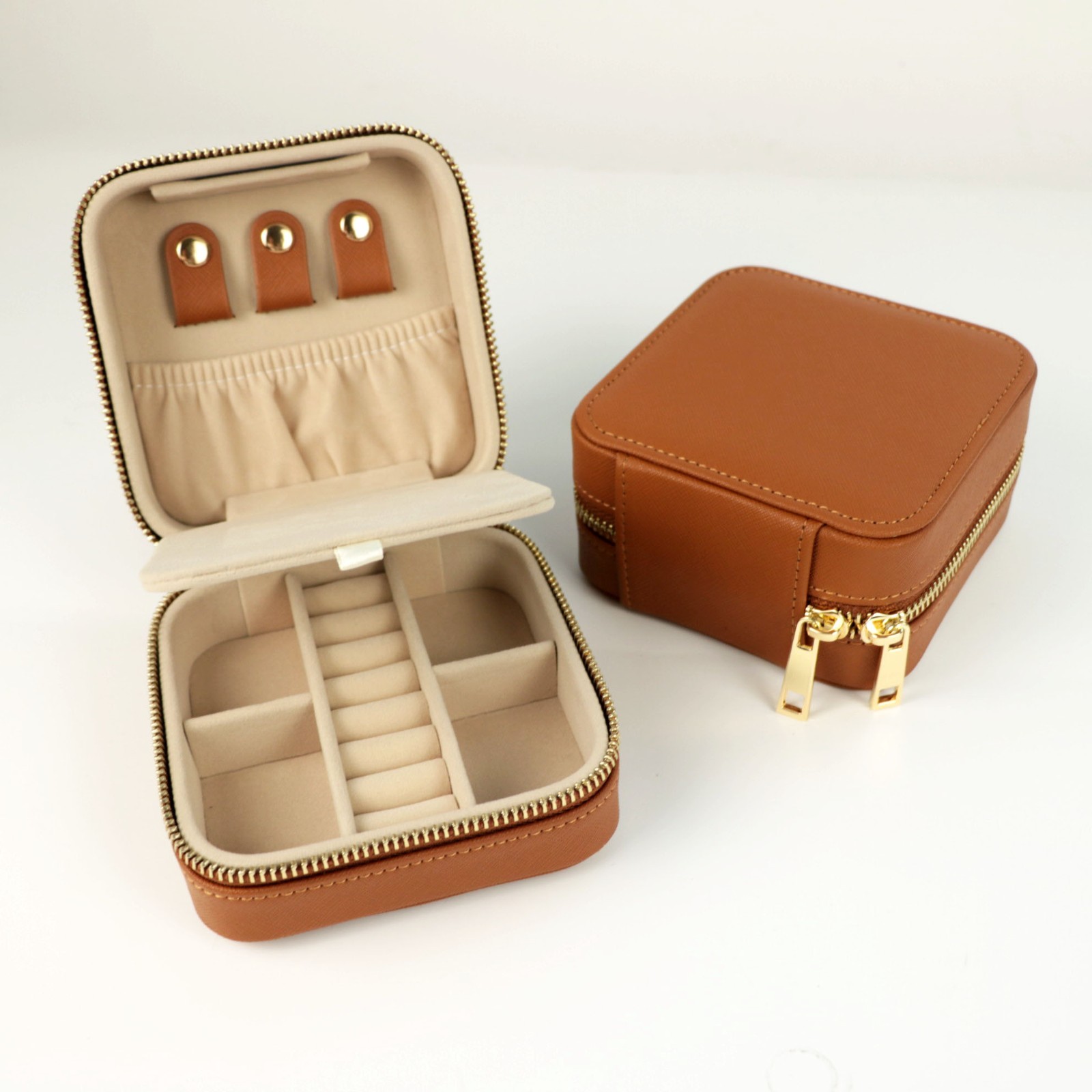 Jewelry Box, Personalized Leather Travel Jewelry Case Organizer with Mirror,