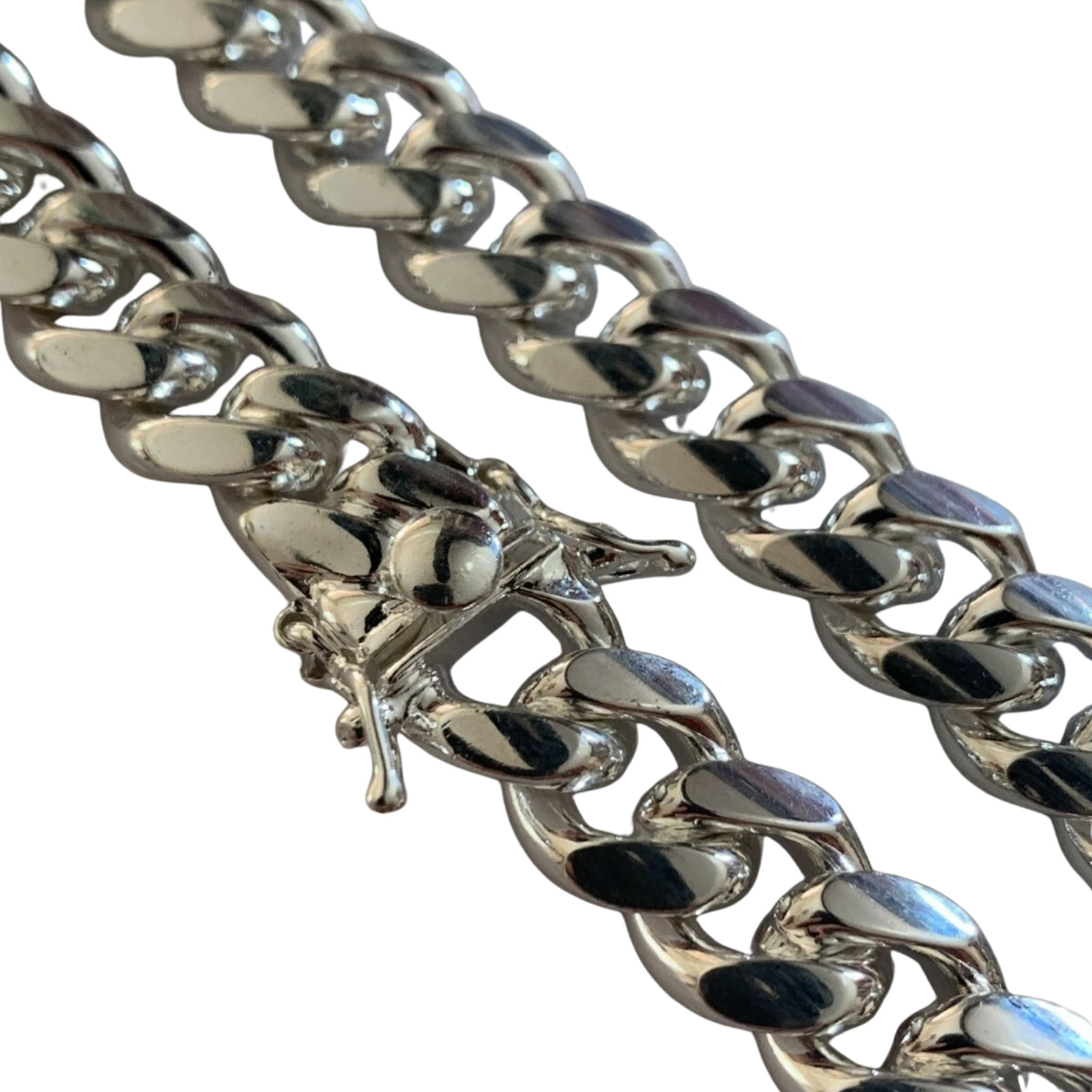 Real Miami Cuban Link Chain Or Bracelet Solid 925 Sterling Silver Box Lock ITALY
