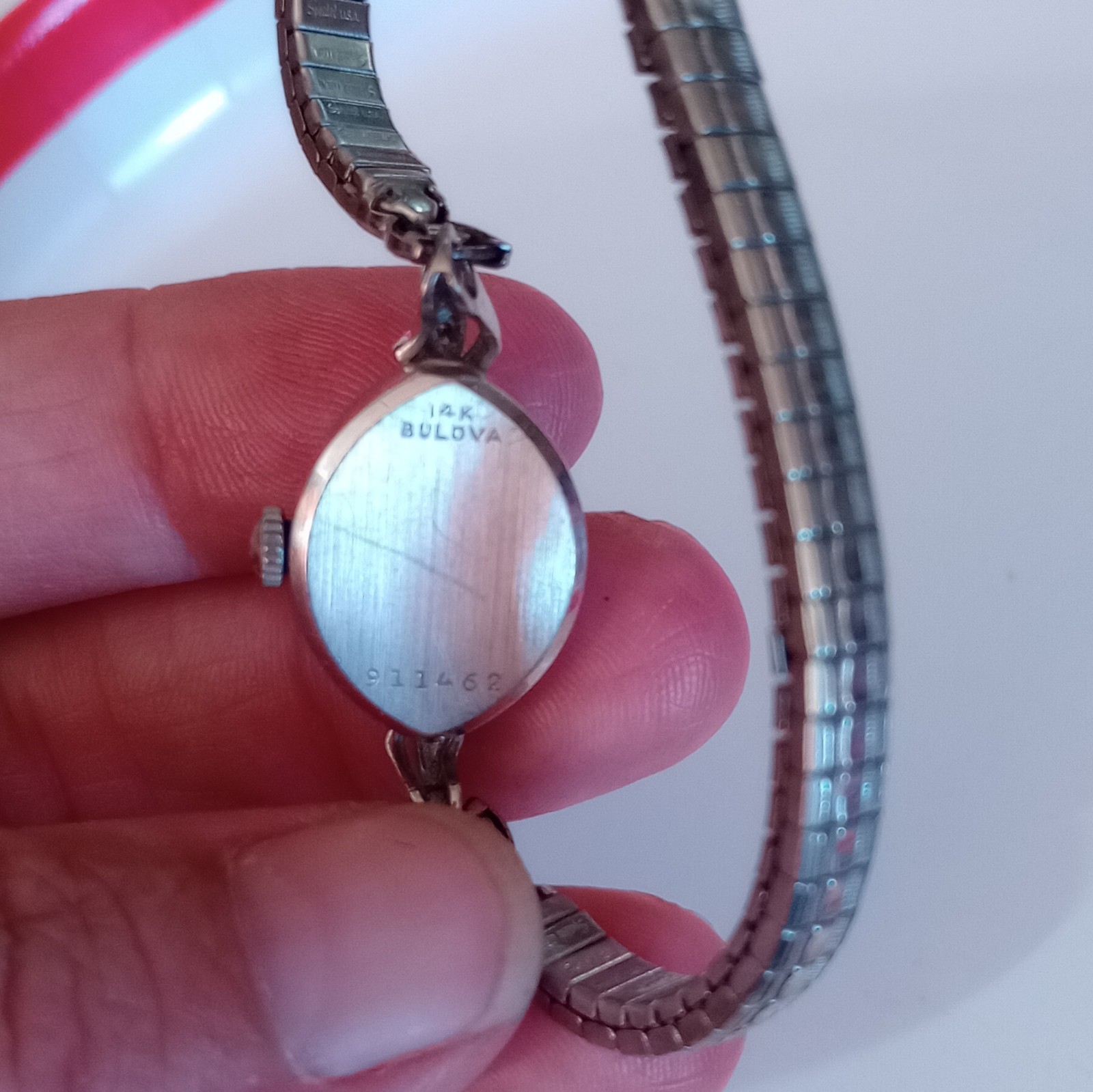 Bulova Vintage Women’s Manual Wind 17J White Gold Oval Silver W/ Diamonds
