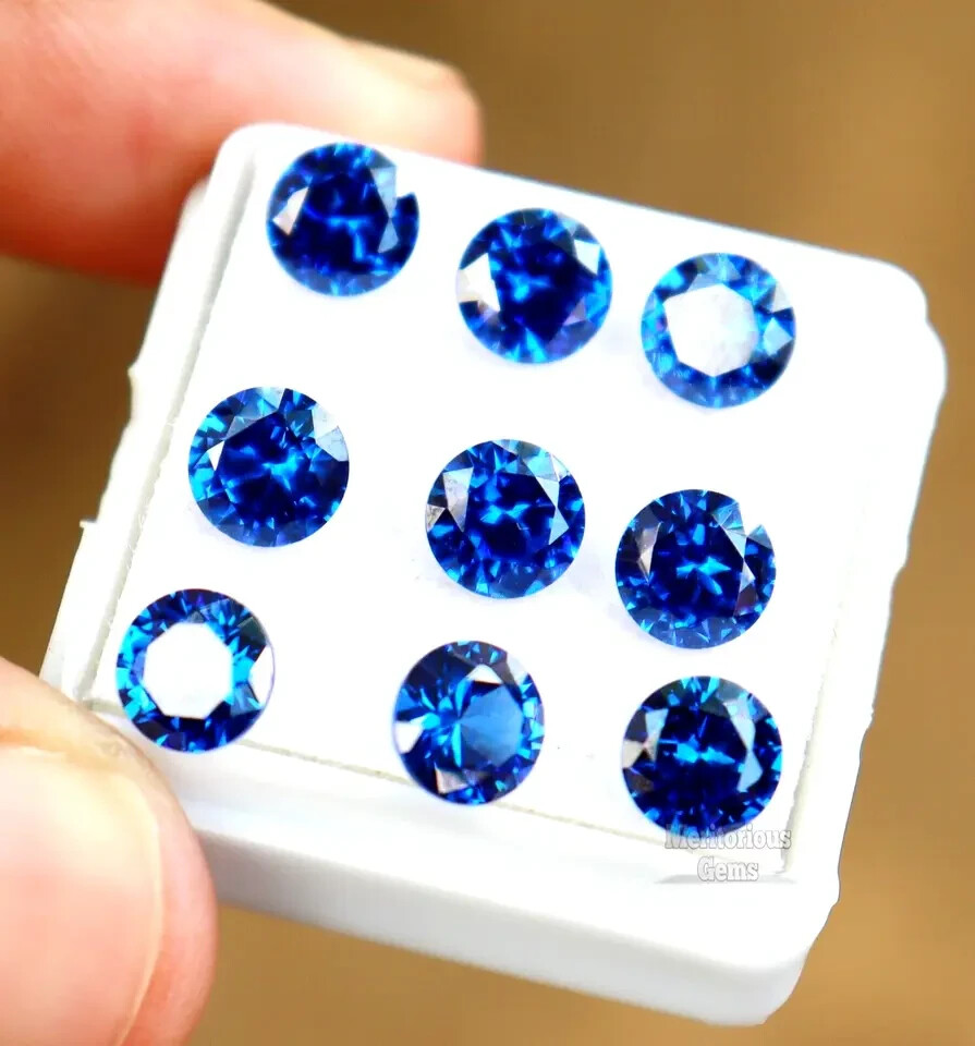 10 Pcs Certified Ceylon Natural Blue Sapphire Round Shape 6mm Loose Gemstone AKO