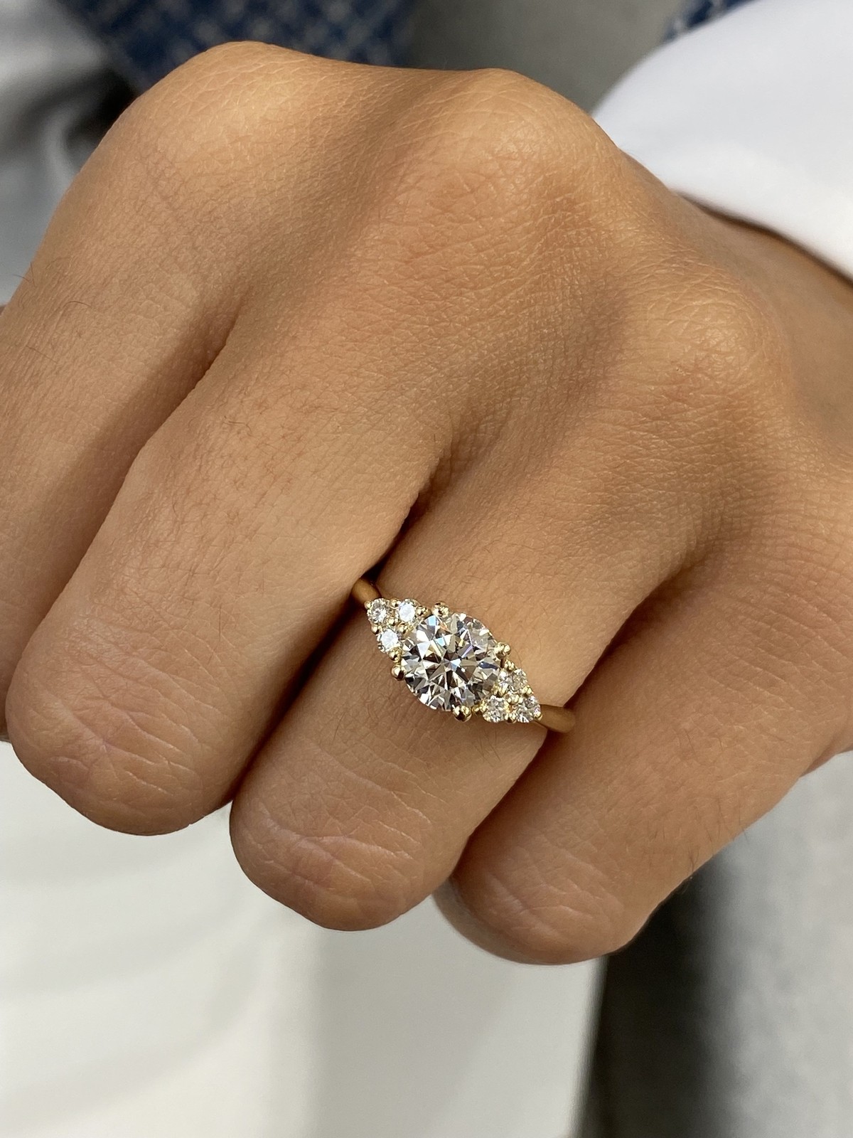 Proposal Ring Yellow Gold 1.2ct IGI Certified E/VVS2 Round Lab Created Diamond