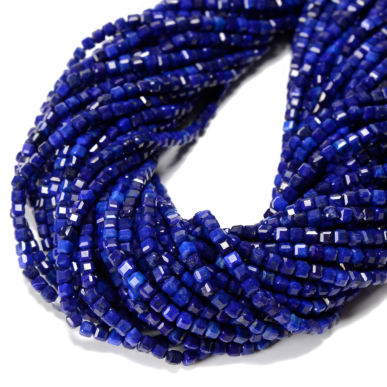 Natural Lapis Faceted Rubik’s Cube Beads Size 2mm 3mm 15.5” Strand