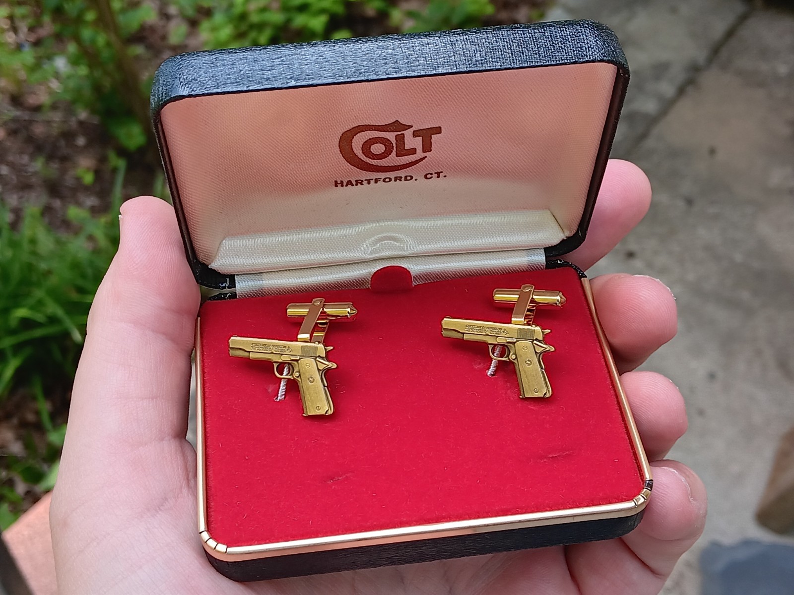 Vintage Colt Firearms 1911 MK IV Series 70 Cufflinks Silver Tone W/ Branded Box