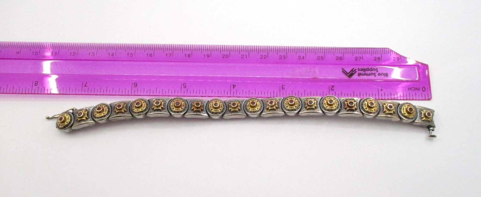 Konstantino 0.80 CTW Ruby Bracelet Sterling Silver 18K Gold 7.5″ 10.6MM
