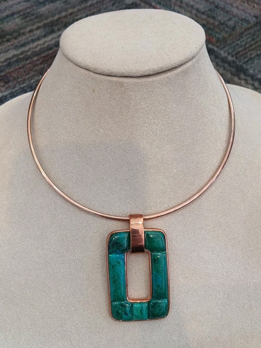 Mine Finds By JAY KING Chrysocolla Pendant Copper Collar Necklace