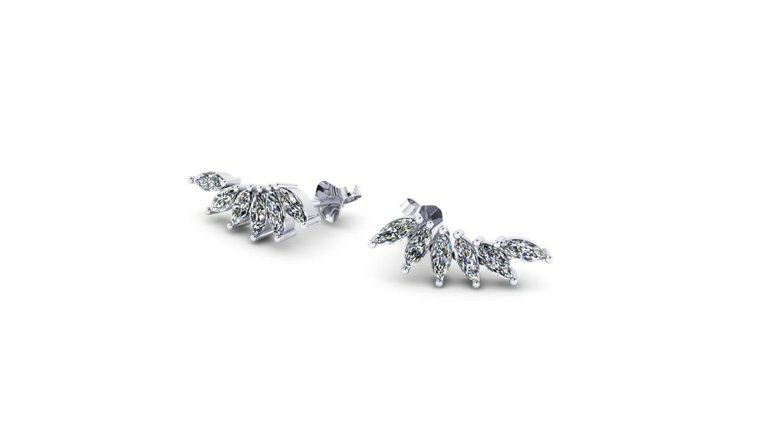 1.7ct Marquise Cut Lab-Created Moissanite Wing Design Stud Earrings Gold Plated
