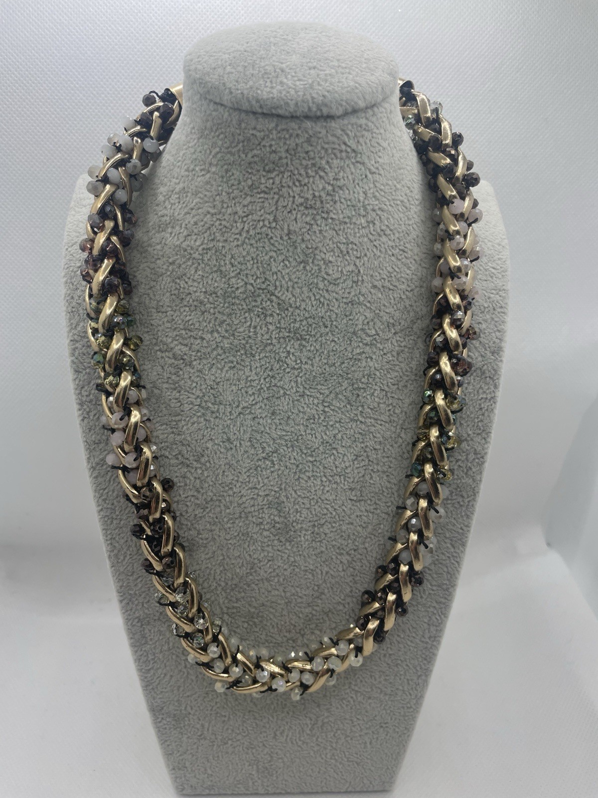 Accessorize Gold Tone Y2K Chunky Beaded Collar Necklace Statement Boho