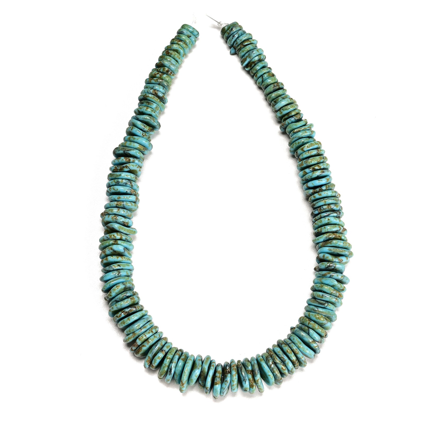 Blue Magnesite Turquoise Graduated Slice Discs Beads Size 10-17mm 15.5” Strand