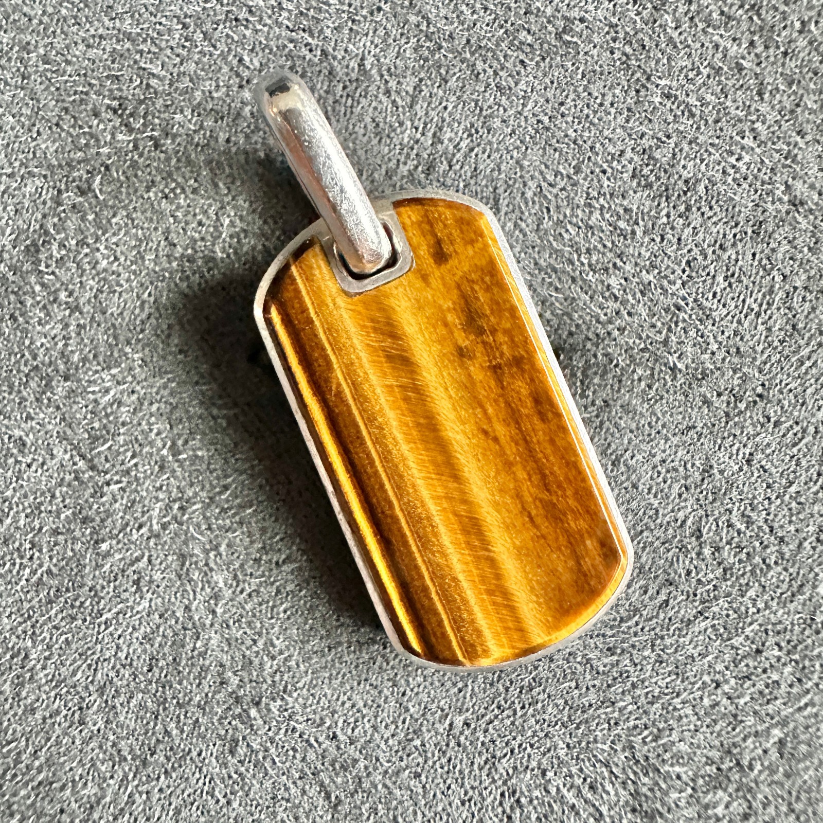 David Yurman Chevron Dog Tag Pendant w/ Tiger’s Eye – 27mm – FREE SHIPPING