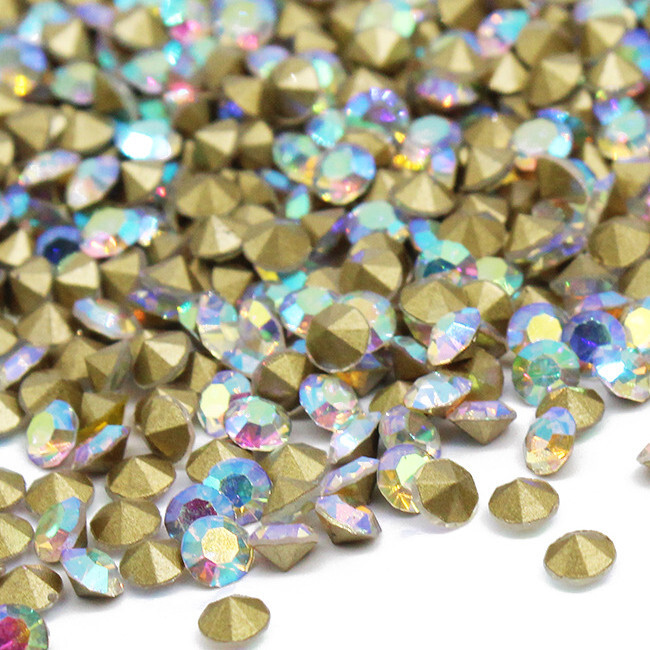 10 Bag Faceted Glass Pointed Rhinestone Findings Back Plated 1.9~2mm 1440pcs/Bag