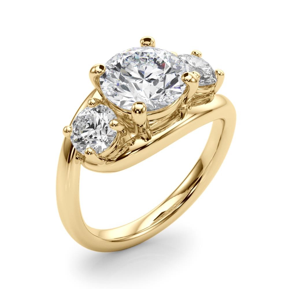 Lab Grown Diamond VS F 2.00-4.00 Ct 3-Stone Round Engagement Ring 14K Solid Gold
