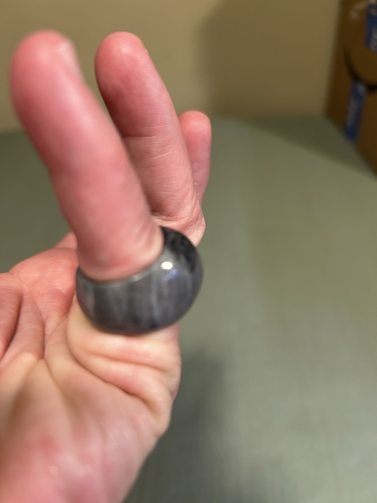 black gray white marbled Plastic Ring Similar To Black jadeite jade Sz 6