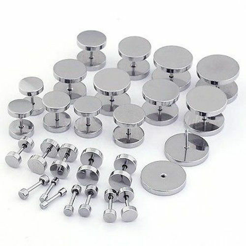 High Polished Surgical Steel Screw Flat Back Disc Stud Earrings for Women Men