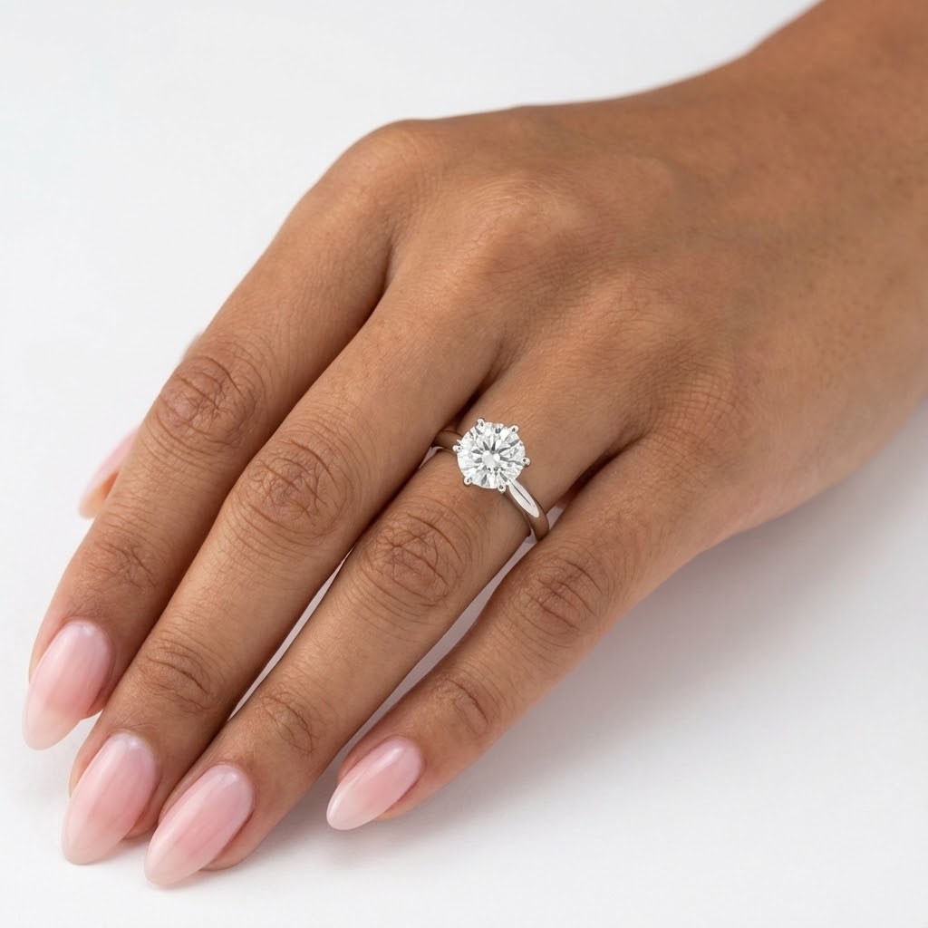 Solitaire Engagement Ring 14K Gold Classic 2.07 CT Round Lab-Grown Diamond E SI1