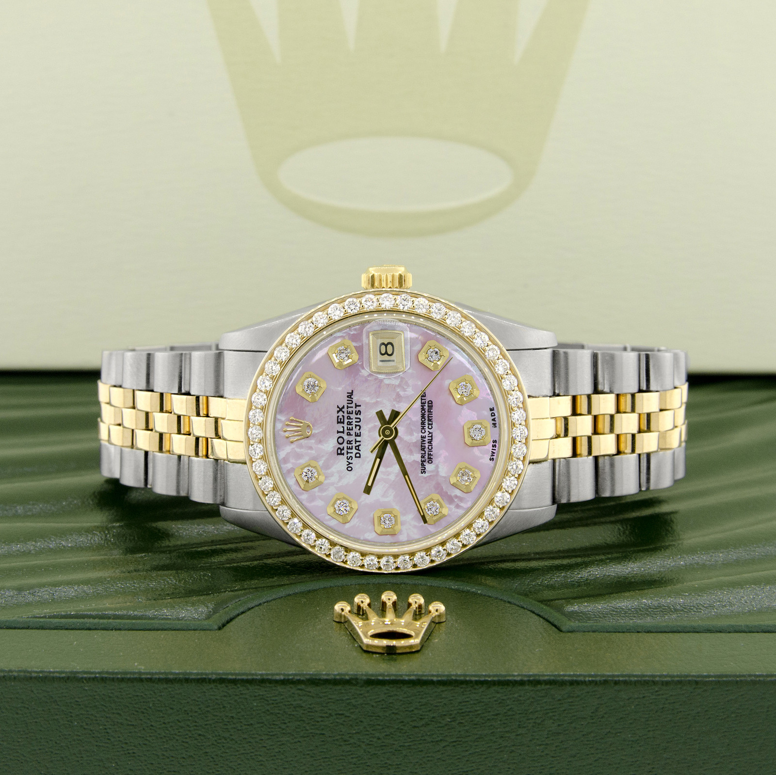 Rolex Datejust 2-Tone Gold/Steel 31mm Watch w/Custom Diamond Bezel/ Pink MOP
