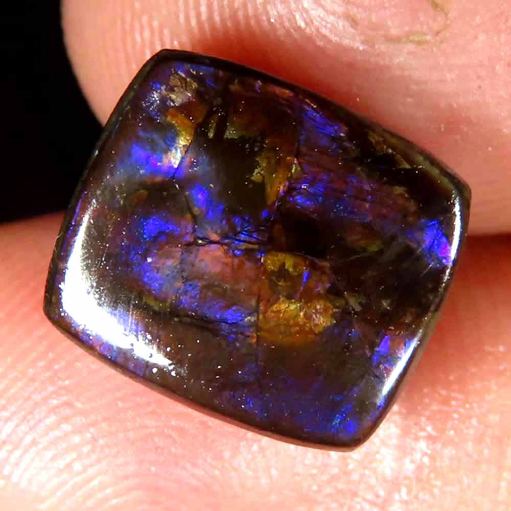 6.45Cts.100%Natural Multi Fire Ammolite Cushion Cabochon 10x12x4mm Top Gemstone