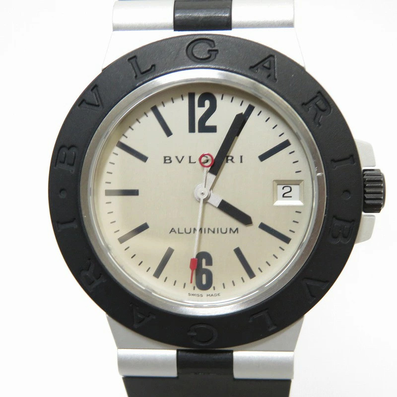 BVLGARI Bvlgari Aluminum AL38A Black Case Size 4.1cm Unisex Used Watch #71015