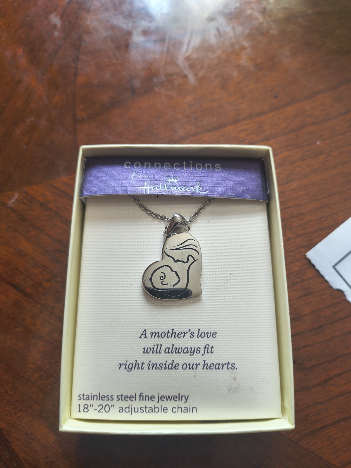 Connections from Hallmark Stainless Steel Heart Pendant Cable Necklace 18-20″