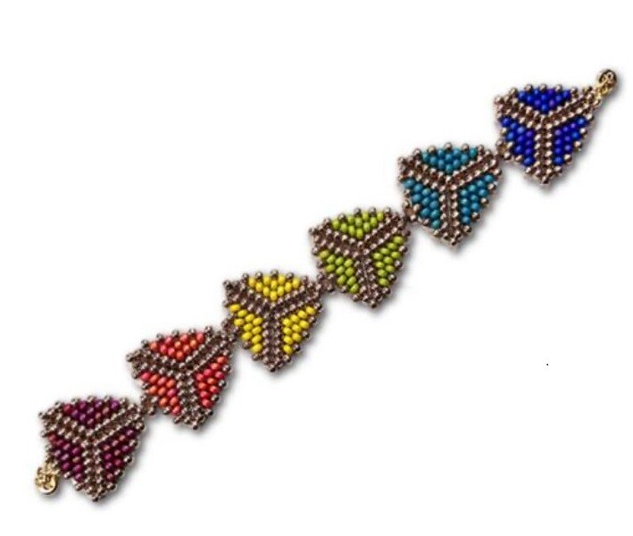 Beaded Triangle 3D Post Earrings Handmade with Miyuki Glass Delica Beads Y Patte