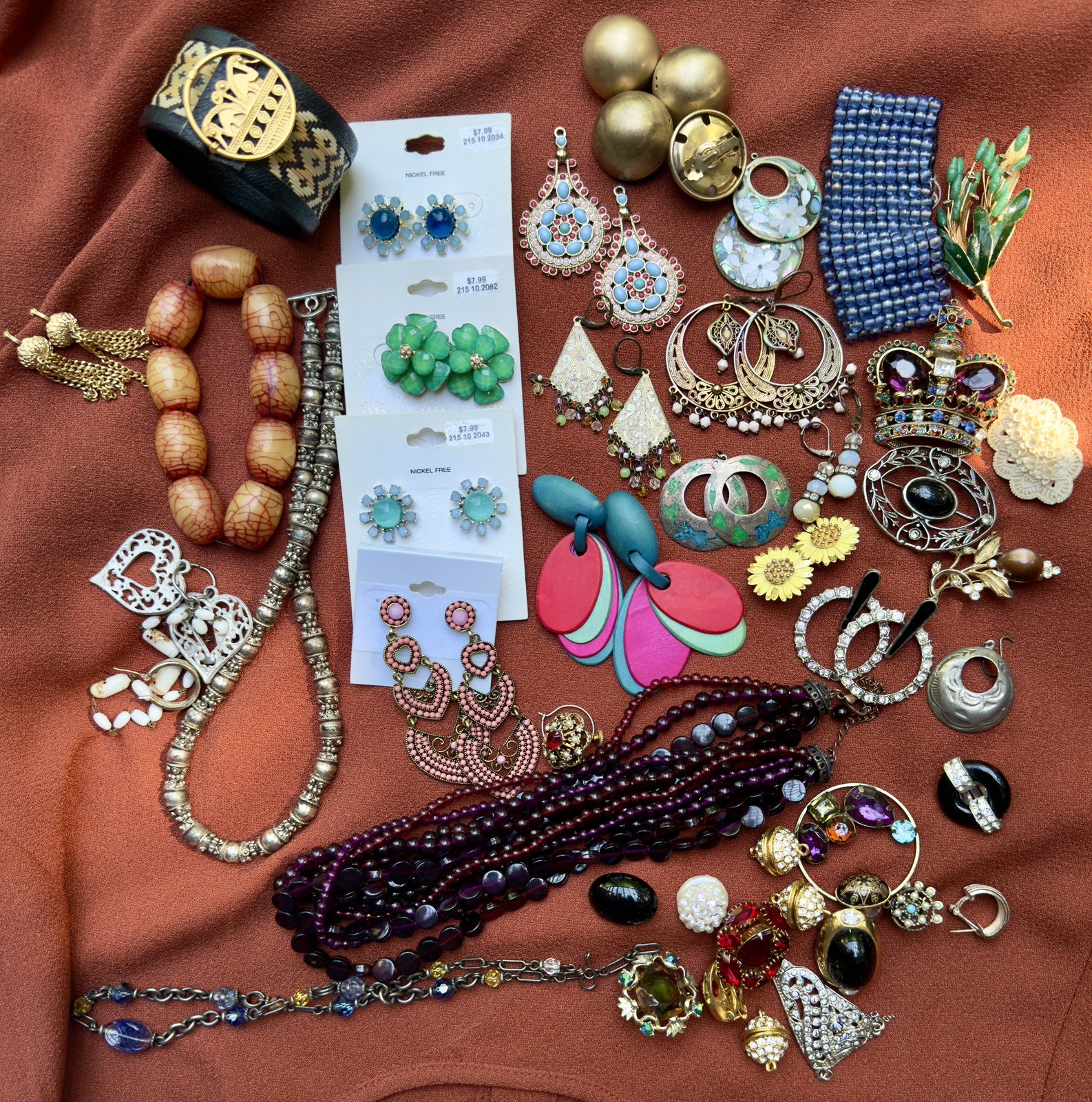 Jewelry NWT & used Earrings pins necklaces most intact, some craft pieces