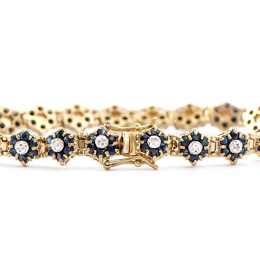 6.71 Ct Natural Sapphire Diamond 18K Gold Plated Designer Bracelet
