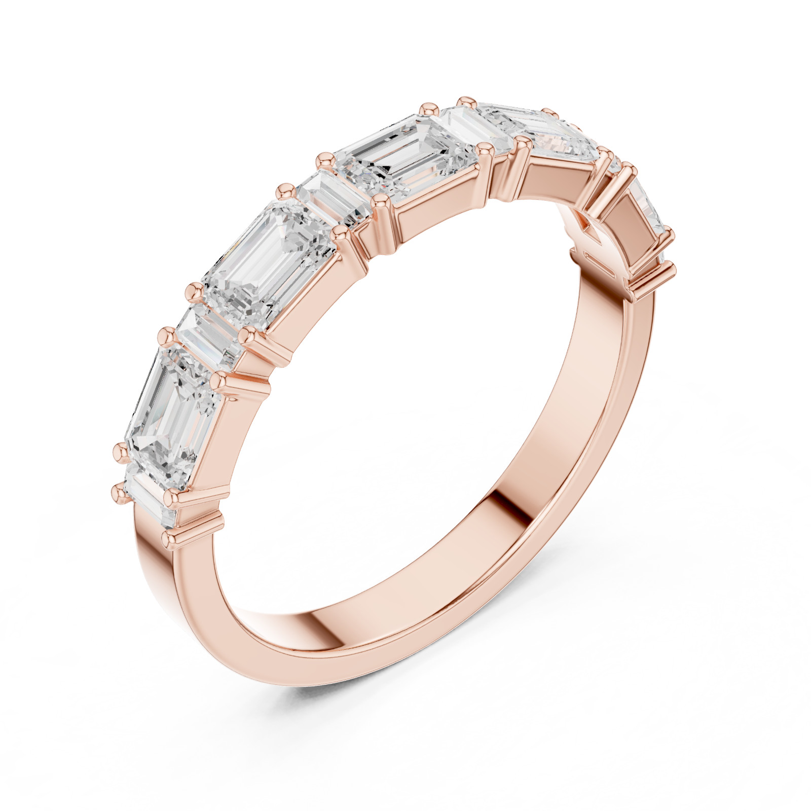 0.85 CT Emerald & Baguette Lab Grown Diamond Modern Wedding Band