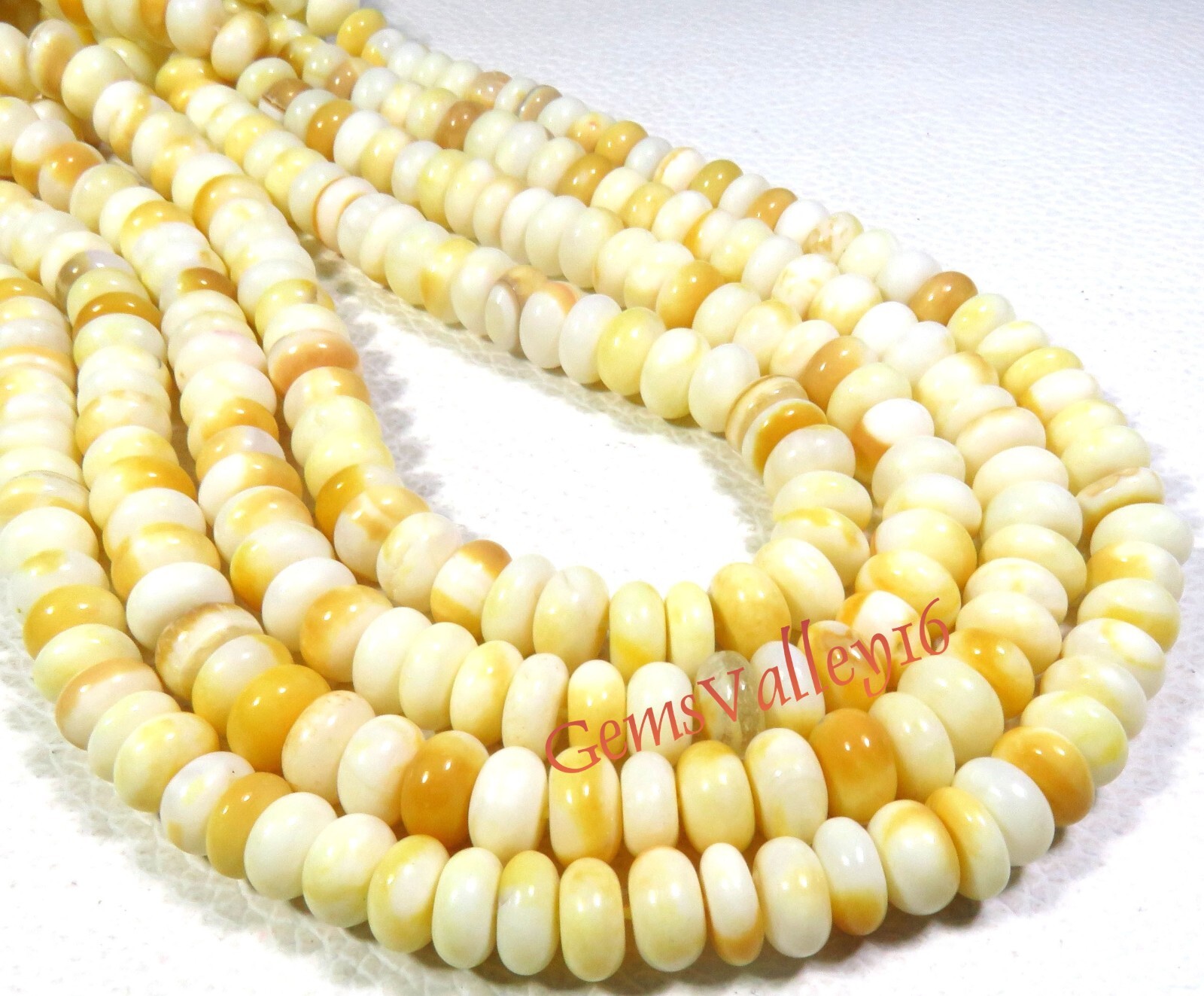 New Yellow Mustard Shaded Opal Smooth Gemstone Rondelle Briolette Beads 8-8.5mm