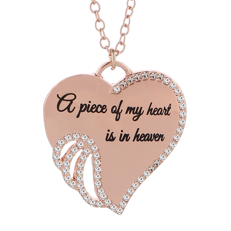 A Piece of My Heart Has Wings Angel Heart Memorial Pendant Keepsake Necklace