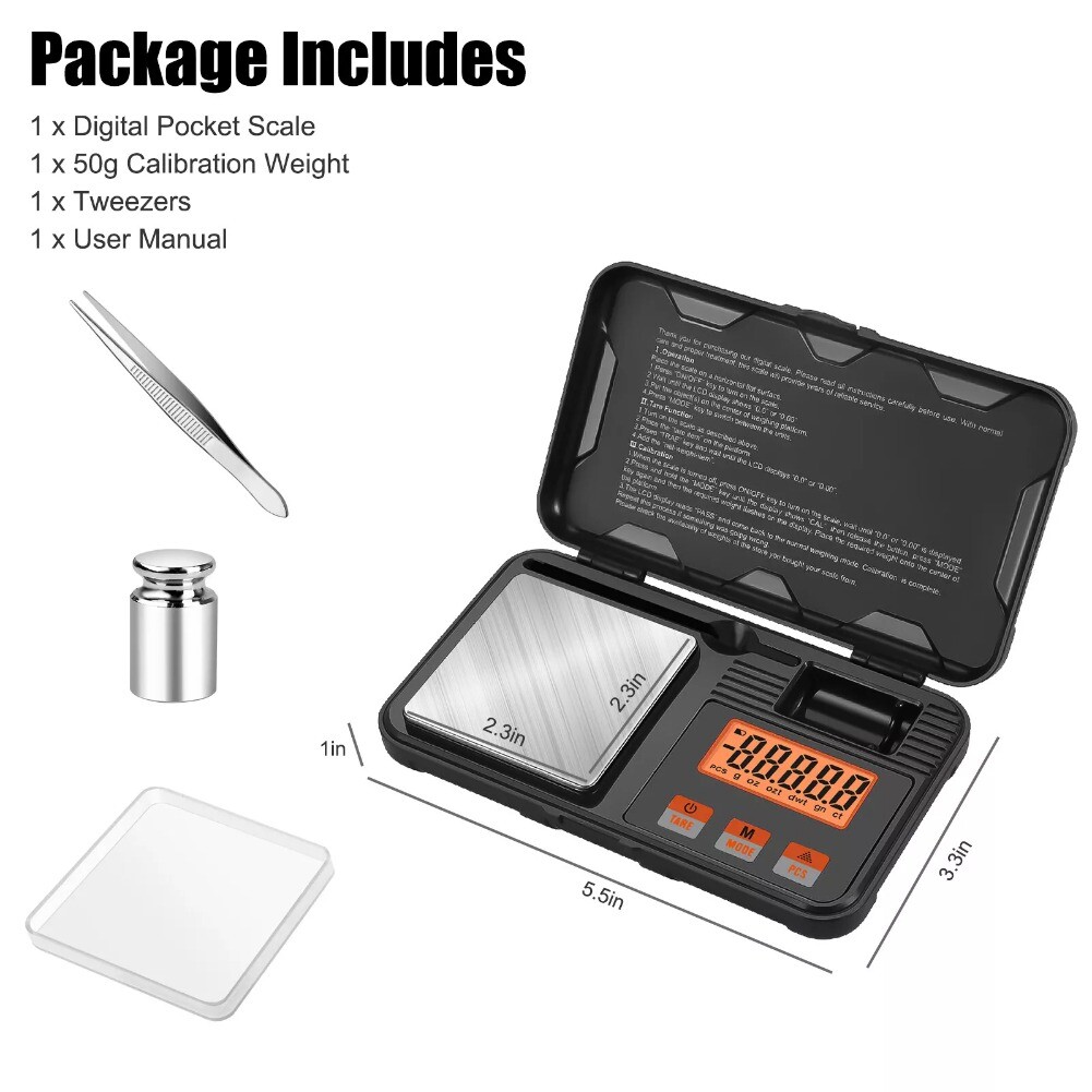 50g/0.001g 200g/0.01g High Precision Mini Digital Pocket Scale Jewellery Scales