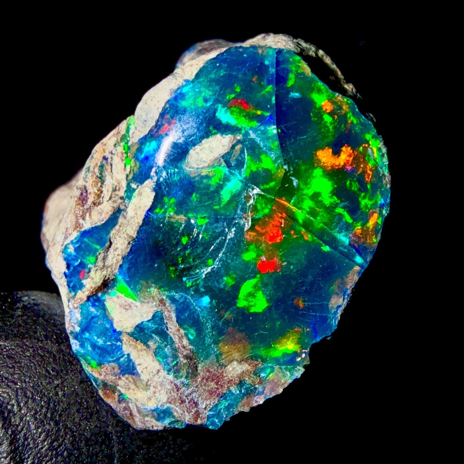 10 Ct Opal Rough, Jewelry Grade Black Welo Ethiopian Opal Rough, Multi Fire Opal