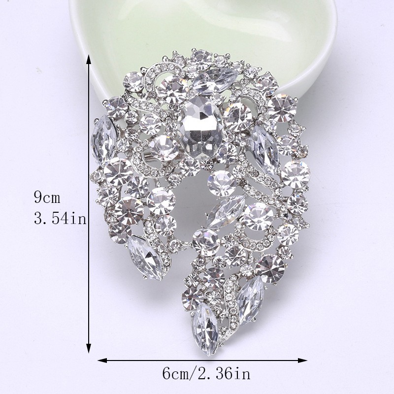 New Alloy Rhinestone Brooch Pin for Bridal Wedding Jewelry Clothing Accessories