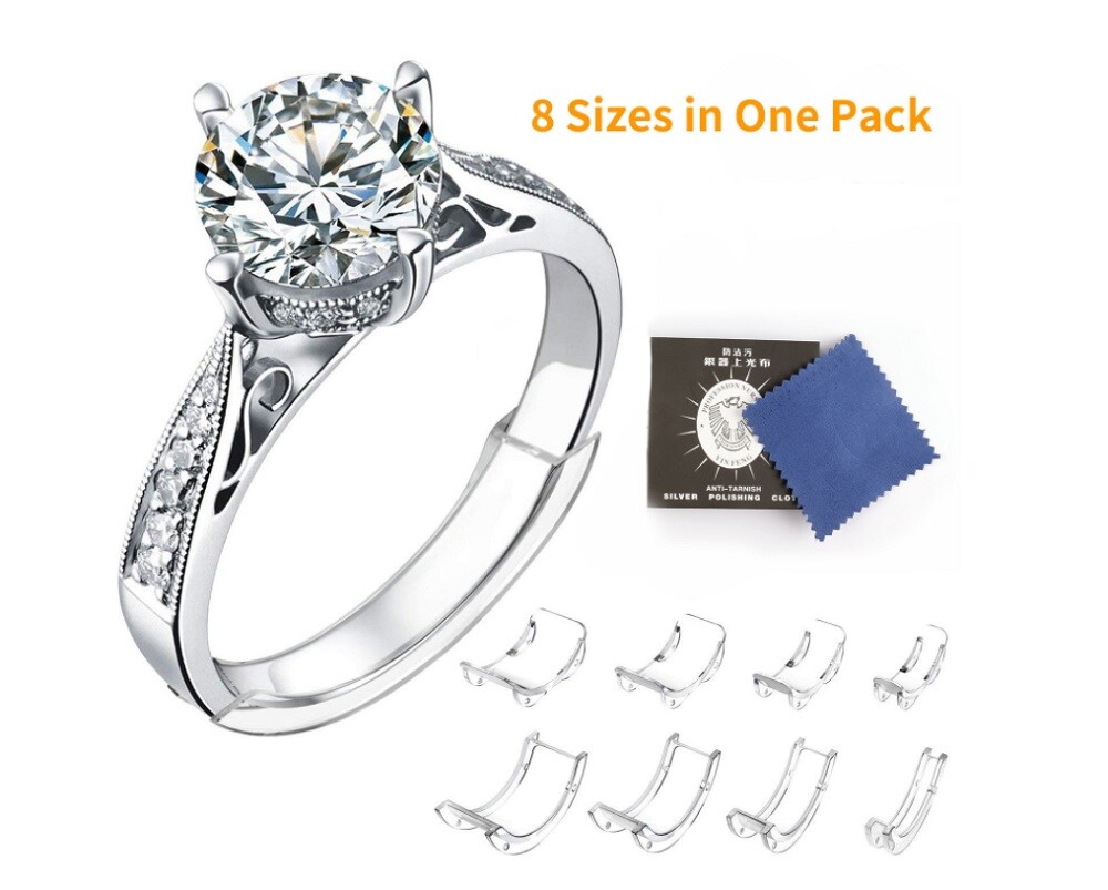 8 Pcs Invisible Ring Adjuster-Assorted Sizes Ring Size Reducer Spacer Ring Guard